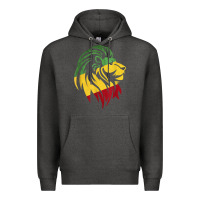 Charcoal Heather Lion of Judah Reggae, Rasta, Ethiopia Jamaican Roots Premium Hoodie - ArtChic
