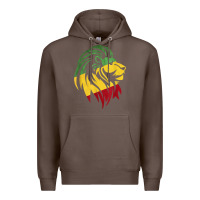 Coffee Lion of Judah Reggae, Rasta, Ethiopia Jamaican Roots Premium Hoodie - ArtChic