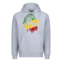 Heather Grey Lion of Judah Reggae, Rasta, Ethiopia Jamaican Roots Premium Hoodie - ArtChic