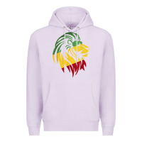 Lilac Lion of Judah Reggae, Rasta, Ethiopia Jamaican Roots Premium Hoodie - ArtChic