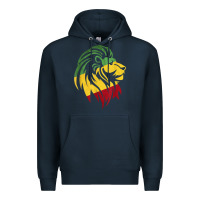Navy Lion of Judah Reggae, Rasta, Ethiopia Jamaican Roots Premium Hoodie - ArtChic
