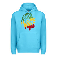 Ocean Blue Lion of Judah Reggae, Rasta, Ethiopia Jamaican Roots Premium Hoodie - ArtChic