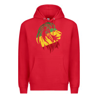 Red Lion of Judah Reggae, Rasta, Ethiopia Jamaican Roots Premium Hoodie - ArtChic