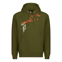 Army Green banksy headshot butterfly Premium Hoodie - ArtChic
