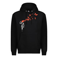 Black banksy headshot butterfly Premium Hoodie - ArtChic