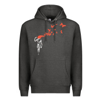 Charcoal Heather banksy headshot butterfly Premium Hoodie - ArtChic