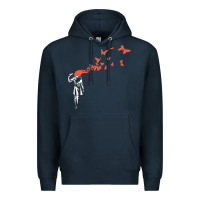 Navy banksy headshot butterfly Premium Hoodie - ArtChic