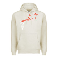 Oatmeal Heather banksy headshot butterfly Premium Hoodie - ArtChic
