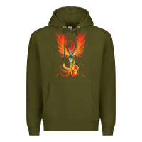 Army Green X-Men Jean Grey Phoenix Cosmic Flames Premium Hoodie - ArtChic