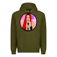 Army Green red hair girl singing Premium Hoodie - ArtChic