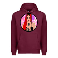 Burgundy red hair girl singing Premium Hoodie - ArtChic