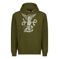 Army Green st michael archangel catholic angel defend us Premium Hoodie - ArtChic