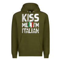 Army Green Kiss Me I'm Italian Premium Hoodie - ArtChic