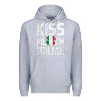Heather Grey Kiss Me I'm Italian Premium Hoodie - ArtChic
