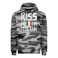 Slate Camo Kiss Me I'm Italian Premium Hoodie - ArtChic