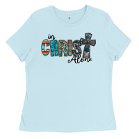Baby Blue in christ alone Ladies Tee - RacoonDesign