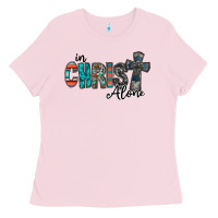 Bubblegum Pink in christ alone Ladies Tee - RacoonDesign