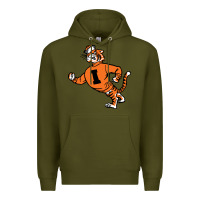Army Green Vintage Walking Angry Tiger Idaho State Premium Hoodie - ArtChic