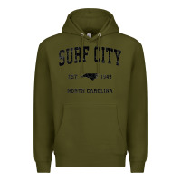 Army Green Surf City North Carolina Nc Vintage Sports Design Black Prin Premium Hoodie - StudioElite