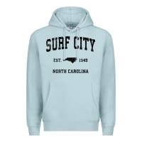 Blue Mist Surf City North Carolina Nc Vintage Sports Design Black Prin Premium Hoodie - StudioElite