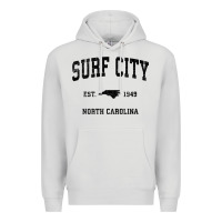 Dove Grey Surf City North Carolina Nc Vintage Sports Design Black Prin Premium Hoodie - StudioElite