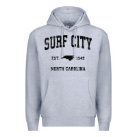 Heather Grey Surf City North Carolina Nc Vintage Sports Design Black Prin Premium Hoodie - StudioElite