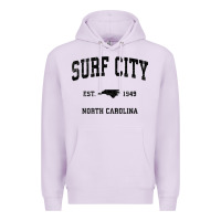 Lilac Surf City North Carolina Nc Vintage Sports Design Black Prin Premium Hoodie - StudioElite