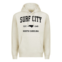 Oatmeal Heather Surf City North Carolina Nc Vintage Sports Design Black Prin Premium Hoodie - StudioElite