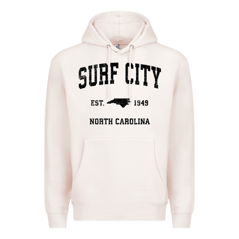 Surf City North Carolina Nc Vintage Sports Design Black Prin Premium Hoodie by StudioElite | Teevron