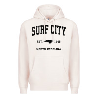 Pale Pink Surf City North Carolina Nc Vintage Sports Design Black Prin Premium Hoodie - StudioElite