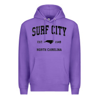 Purple Surf City North Carolina Nc Vintage Sports Design Black Prin Premium Hoodie - StudioElite