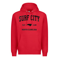 Red Surf City North Carolina Nc Vintage Sports Design Black Prin Premium Hoodie - StudioElite