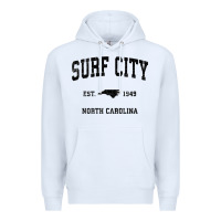 White Surf City North Carolina Nc Vintage Sports Design Black Prin Premium Hoodie - StudioElite