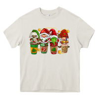 Cream christmas coffee cups gnomies Heavy Core Tee - FaDigitalArtStudio