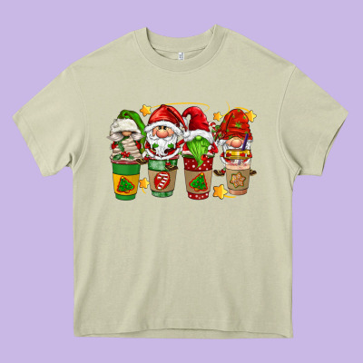 Christmas Coffee Cups Gnomies Heavy Core Tee Designed By Fadigitalartstudio