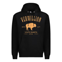 Black vermillion south dakota bison distressed design t shirt Premium Hoodie - StudioElite