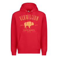 Red vermillion south dakota bison distressed design t shirt Premium Hoodie - StudioElite