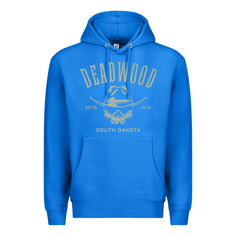 Deadwood South Dakota Usa Distressed Skull Design Souvenir Premium T S Premium Hoodie by StudioElite | Teevron