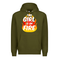 Army Green This Girl Is On Fire Fierce Lady Woman Power Go Girls Fiery Premium Hoodie - StudioElite