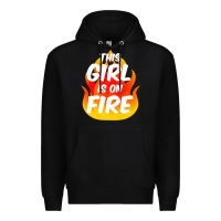 Black This Girl Is On Fire Fierce Lady Woman Power Go Girls Fiery Premium Hoodie - StudioElite