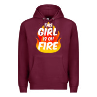 Burgundy This Girl Is On Fire Fierce Lady Woman Power Go Girls Fiery Premium Hoodie - StudioElite