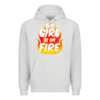 Dove Grey This Girl Is On Fire Fierce Lady Woman Power Go Girls Fiery Premium Hoodie - StudioElite