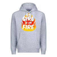 Heather Grey This Girl Is On Fire Fierce Lady Woman Power Go Girls Fiery Premium Hoodie - StudioElite