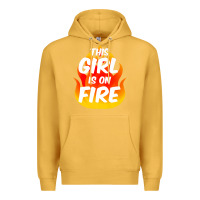 Mustard This Girl Is On Fire Fierce Lady Woman Power Go Girls Fiery Premium Hoodie - StudioElite