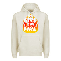 Oatmeal Heather This Girl Is On Fire Fierce Lady Woman Power Go Girls Fiery Premium Hoodie - StudioElite
