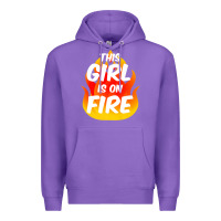 Purple This Girl Is On Fire Fierce Lady Woman Power Go Girls Fiery Premium Hoodie - StudioElite