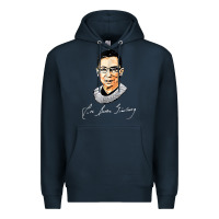 Navy rbg ruth bader ginsburg feminist t shirt   signature art Premium Hoodie - StudioElite