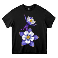 Black Colorado Rocky Mountain Columbine Flower Heavy Core Tee - RanaPortraitStore