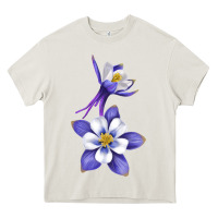 Cream Colorado Rocky Mountain Columbine Flower Heavy Core Tee - RanaPortraitStore