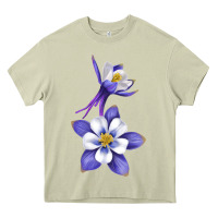 Mossy Colorado Rocky Mountain Columbine Flower Heavy Core Tee - RanaPortraitStore